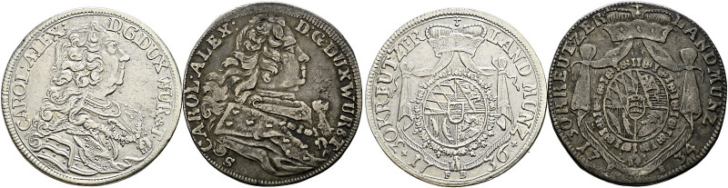 Württemberg. Karl Alexander 1733-1737 
Lot (2 Stücke): 30 Kreuzer 1734. Brustbi...