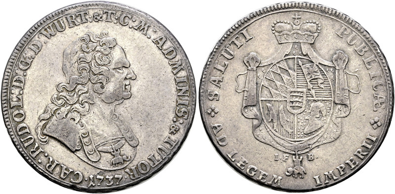 Württemberg. Karl Rudolf 1737-1738 
Taler 1737. Stempel von Christoph Schmelz. ...