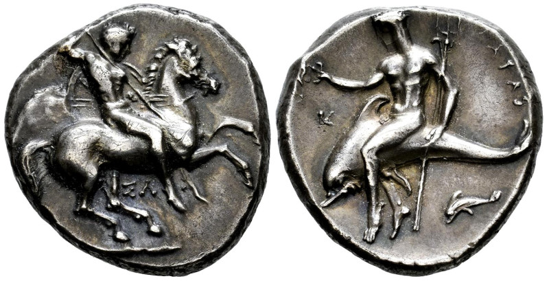 Calabria. Tarentum. Nomos. 315-302 BC. (Fischer-Bossert group 72, 869c (V342/R63...