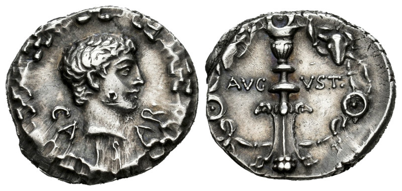 Augustus. Denarius. 17 BC. Uncertain mint. (Ric-I 540). (Bmcre-684). (Rsc-2). An...