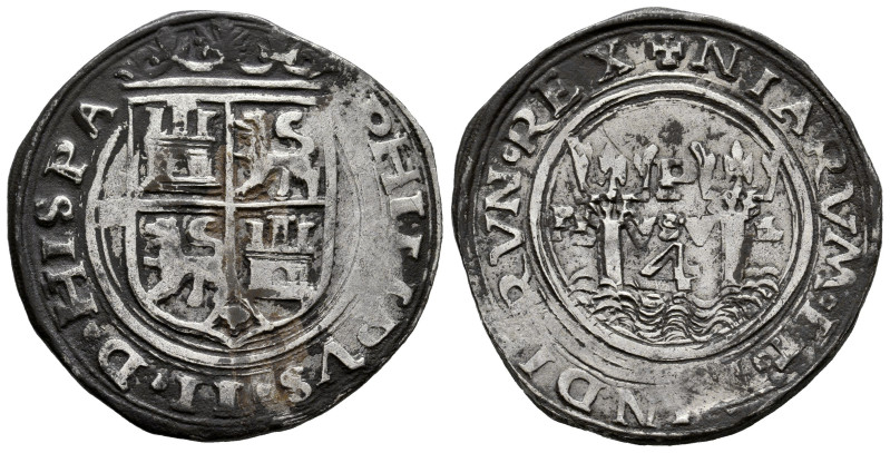 Philip II (1556-1598). 4 reales. ND (1568-1570). Lima. R (Alonso de Rincon). (Ca...
