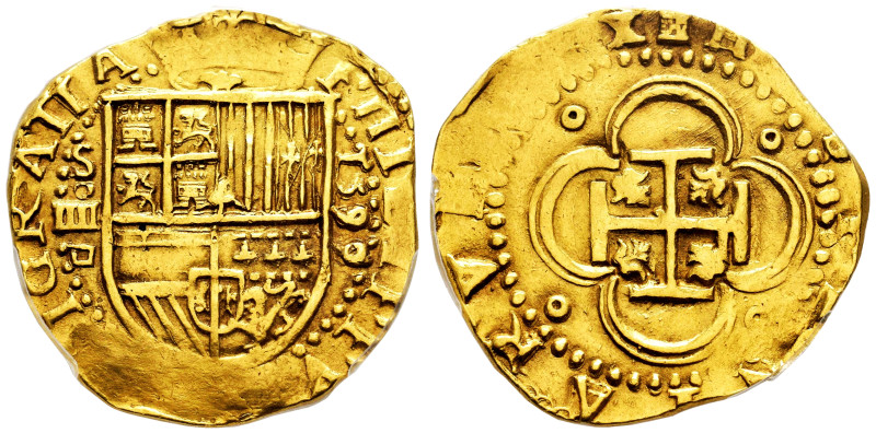 Philip II (1556-1598). 4 escudos. 1590/89. Sevilla. (Cal-892). (Tauler-14a). Au....