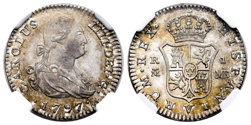 Charles IV (1788-1808). 1 real. 1797. Madrid. MF. (Cal-417). Ag. Delicate patina...
