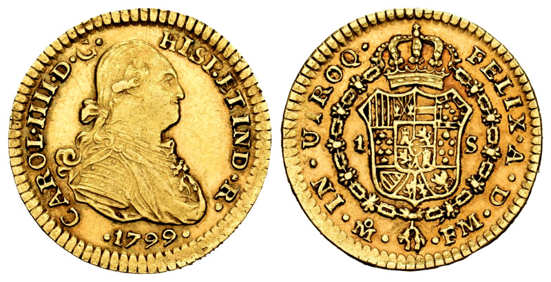 Charles IV (1788-1808). 1 escudo. 1799. Mexico. FM. (Cal-1131). Au. 3,37 g. Orig...