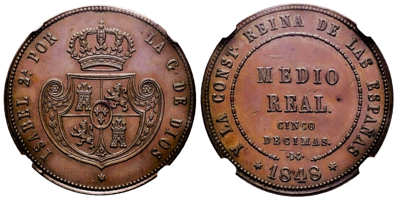 Elizabeth II (1833-1868). Medio real. 1848. Madrid. DG. (Departamento de Grabado...