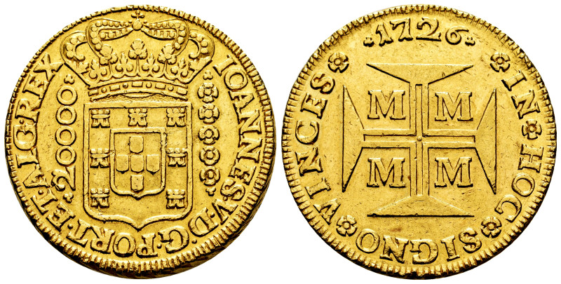 Brazil. Joao V. 20.000 reis. 1726. Minas Gerais. M. (Km-117). (Gomes-106.02). (F...