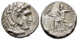 KINGS of PAEONIA. Audoleon (Circa 315-286 BC).Astibos or Damastion. Tetradrachm.

Obv : Head of Herakles right, wearing lion skin.

Rev : AΛΕΞΑΝΔΡ...