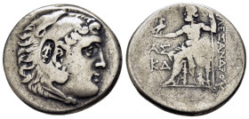 PAMPHYLIA.Aspendos.(189 BC).Tetradrachm.

Obv : Head of Herakles right, wearing lion skin headdress.

Rev : AΛEΞANΔPOY.
Zeus Aetophoros seated left, h...