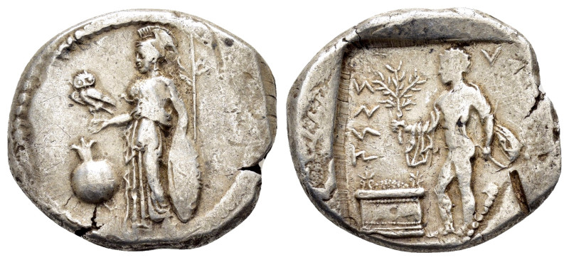 PAMPHYLIA. Side.(Circa 400-380 BC).Stater.

Obv : Athena standing left, holdin...