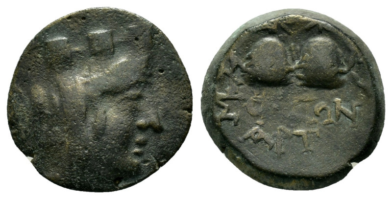 CILICIA. Soloi.(Circa 2nd-1st centuries BC).Ae.

Obv : Turreted, veiled and drap...