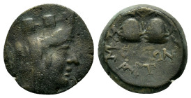 CILICIA. Soloi.(Circa 2nd-1st centuries BC).Ae.

Obv : Turreted, veiled and draped bust of Tyche right. 

Rev : ΣΟΛΕΩΝ. Filleted and laureate piloi of...