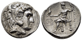 SELEUKID KINGS of SYRIA.Seleukos I Nikator (312-281 BC).Babylon I. Tetradrachm.

Obv : Head of Herakles right, wearing lion skin.

Rev : AΛEΞANΔPO...