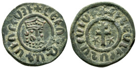 CILICIAN ARMENIA.Levon I.(1198-1219).Tank.

Obv : Crowned lion’s head facing slightly to right.

Rev : Patriarchal cross flanked by stars.
AC 303.

Co...