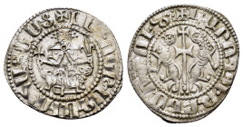 CILICIAN ARMENIA.Levon I.(1198-1219).Sis.Tram.

Obv : Crowned figure of Levon seated on throne ornamented with lions, holding cross and fleur-de-lis, ...