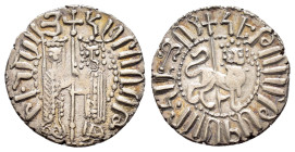 CILICIAN ARMENIA.Hetoum I with Zabel.(1226-1270).Sis.Tram.

Obv : Zabel and Hetoum standing facing, holding long cross with two banners between; pelle...