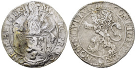 NETHERLANDS. Friesland. Lion Dollar or Leeuwendaalder (1608).

Obv : CONFIDENS DNO NON MOVETVR.
Knight standing left, head right, holding up garnished...