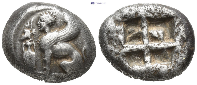 Islands off Ionia. Chios circa 490-435 BC. Didrachm AR (13mm, 7,7 g) Sphinx seat...