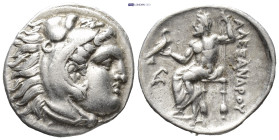 MACEDONIAN KINGDOM. Alexander III the Great (336-323 BC). AR drachm (16mm, 4.2 g). Early posthumous issue of Lampsacus, ca. 323-317 BC. Head of Heracl...