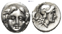 PISIDIA. Selge. Circa 350-300 B.C. AR obol. (9mm, 0.93 g). Gorgon head facing / Helmeted head of Athena right, astralagos behind.