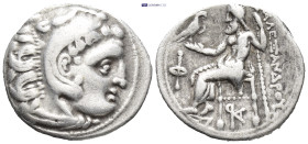 MACEDONIAN KINGDOM. Alexander III the Great (336-323 BC). AR drachm (4.1 Gr.16mm). 
Posthumous issue of Colophon, ca. 310-301 BC.
 Head of Heracles ri...