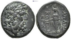 PHRYGIA. Apameia. 2nd-1st century BC. AE (21mm, 8.8 g) Magistrate Konon. Obv: Laureate head of Zeus right Rev: KONΩN EΓΛ. Cult statue of Artemis Anait...