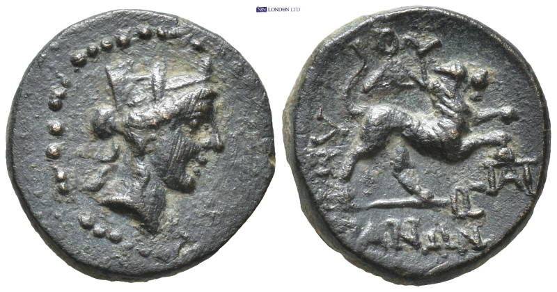 PHRYGIA. Amorion. (2nd-1st century BC). Ae. (16mm, 3.4 g) Obv:Turreted head of T...