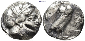 Attica, Athens AR Tetradrachm. (24mm, 16.03 g) Circa 454-404 BC. Helmeted head of Athena right / Owl standing right, head facing; olive sprig and cres...