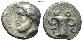 Thrace. Kotys I 382-359 BC. Diobol AR (10mm., 0,81 g). Bearded head left / KO/ T-O, kotyle.