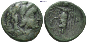 THRACE. Lysimachia. (Circa 309-220 BC) AE Bronze (16mm 3.9 g) Obv: Head of Herakles right wearing lionskin headdress. Rev: LYSIMAXEWN, Nike standing l...