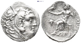 KINGS OF MACEDON. Alexander III ‘the Great’ (336-323 BC). AR Drachm (3.5 Gr. 19mm.) 
Head of Herakles to right, wearing lion skin headdress. 
Rev. Zeu...