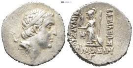 Kingdom of Cappadocia, Ariobarzanes I Philoromaios (95-63 BC) AR Drachm (4.2 Gr. 17mm.)
Diademed head right. 
Rev. Athena standing left, holding spear...