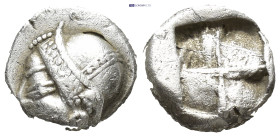 IONIA, Phokaia. Circa 625/0-522 BC. AR Obol (1.19 Gr. 9mm.) 
Female head left.
Rev. Quadripartite incuse square.