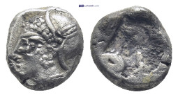 IONIA, Phokaia. Circa 625/0-522 BC. AR Obol (8mm, 1.2 g) Female/ Athena head left, wearing helmet or close fitting cap Rev: Incuse