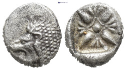 IONIA. Miletus. Ca. late 6th-5th centuries BC. AR obol (9mm, 1.0 g).Milesian standard. Forepart of roaring lion right, head reverted / Stellate floral...