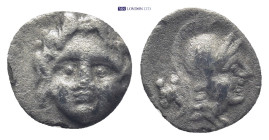 Pisidia. Selge 350-300 BC. Obol AR (10mm., 0,5 g). Facing gorgoneion / Helmeted head of Athena right; behind, astragalos.