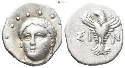 PAPHLAGONIA. Sinope. Trihemiobol (Circa 330-250 BC). (1.34 Gr. 12mm.)
 Head of Sinope facing slightly left. 
Rev. Eagle facing, head left, with wings ...