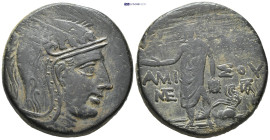 PONTOS, Amisos. Circa 85-65 BC. Æ (27mm, 19.2 g). Struck under Mithradates VI. Helmeted head of Athena right / Perseus standing facing, holding [harpa...