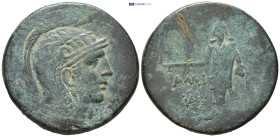 PONTOS, Amisos. Circa 85-65 BC. Æ (29mm, 19.1 g). Struck under Mithradates VI. Helmeted head of Athena right / Perseus standing facing, holding [harpa...