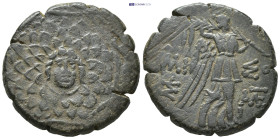 Pontos. Amisos. AE (20mm, 7.2 g). 111-105 o 95-90 a.C. Time of Mithradates VI Eupator.. Anv.: Aegis. Rev.: Nike advancing to right, holding palm over ...