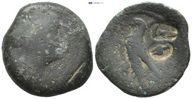 PTOLEMAIC KINGS of EGYPT. Cleopatra VII Thea Neotera. (Berenice II ? ) 51-30 BC. Æ Obol – 40 Drachmae (21mm, 6.8 g). Alexandreia mint. Diademed and dr...