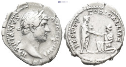 Hadrian (AD 117-138). AR denarius (19mm, 2.8 g). Rome, AD 134-138. HADRIANVS-AVG COS III P P, laureate head of Hadrian right / RESTITV-TORI•GALLIAE, H...