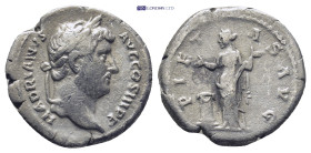 Hadrian, 117-138. Denarius (17mm, 3.2 g), Rome, 133-135. HADRIANVS AVG COS III P P Laureate head of Hadrian to right. Rev. PIETAS AVG Pietas standing ...