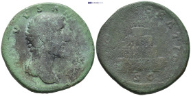 Divus Antoninus Pius circa AD 161. Rome Sesterz Æ (32mm., 24.9 g). DIVVS ANTONINVS; bare head of Divus Antoninus Pius right / CONSECRATIO; S C across ...