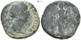 Diva Faustina I (wife of A. Pius) Æ Sestertius. (29mm, 22.8 g) Rome, circa AD 146-161. DIVA FAVSTINA, draped bust to right / AVGVSTA, Vesta standing t...