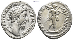 MARCUS AURELIUS (161-180). Denarius. (17mm, 3.3 g) Rome. Obv: M ANTONINVS AVG GERM SARM. Head of Marcus Aurelius, laureate, right. Rev: TR P XXX IMP V...