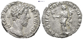 COMMODUS (177-192). Denarius. Rome. (2.5 Gr. 16mm.)
 Laureate head right. 
Rev. Liberalitas standing left with abacus and cornucopia.