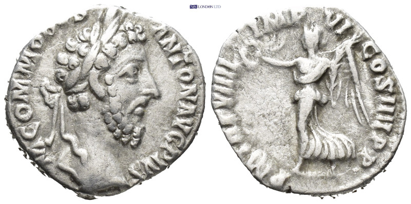 Commodus. A.D. 177-192. AR denarius (16mm, 3.0 g). Rome mint, struck A.D. 184. M...