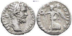 SEPTIMIUS SEVERUS (193-211). Denarius. Rome. (2.4 Gr. 17mm.)
 Laureate head right. 
Rev. Victory advancing left, holding wreath and palm-branch.