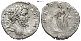 Septimius Severus AR Denarius. (16mm, 2.4 g) Rome, AD 197-198. [L] SEPT SEV PERT AVG IM[P X], laureate head right / ANNO[NAE AVGG], Annona standing fa...