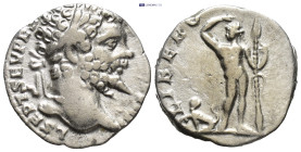 Septimius Severus. A.D. 193-211. AR denarius (15mm, 3.3 g). Rome mint, struck A.D. 194. L SEPT SEV PERT AVG IMP III, laureate head right / LIBERO PATR...